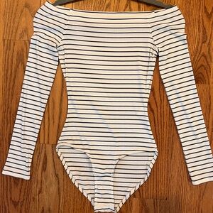 Madewell Stripe Off The Shoulder Bodysuit Sz XS